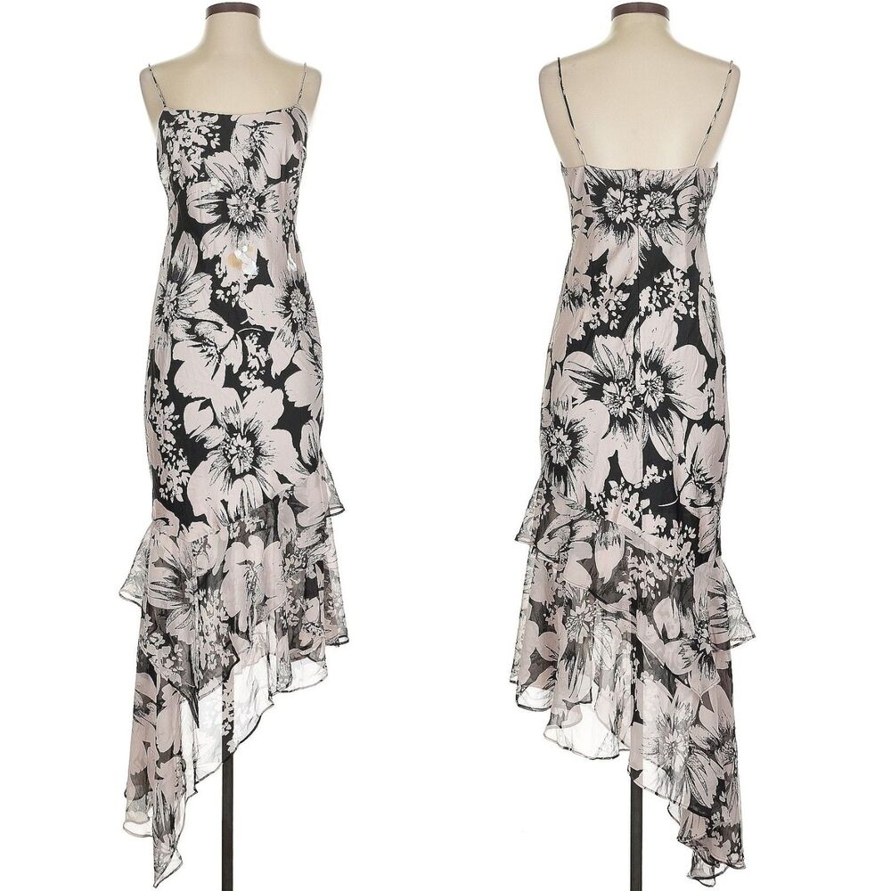 Vintage Y2K Adrianna Papell Floral Midi Dress Sequins Rhinestone Fairycore 2